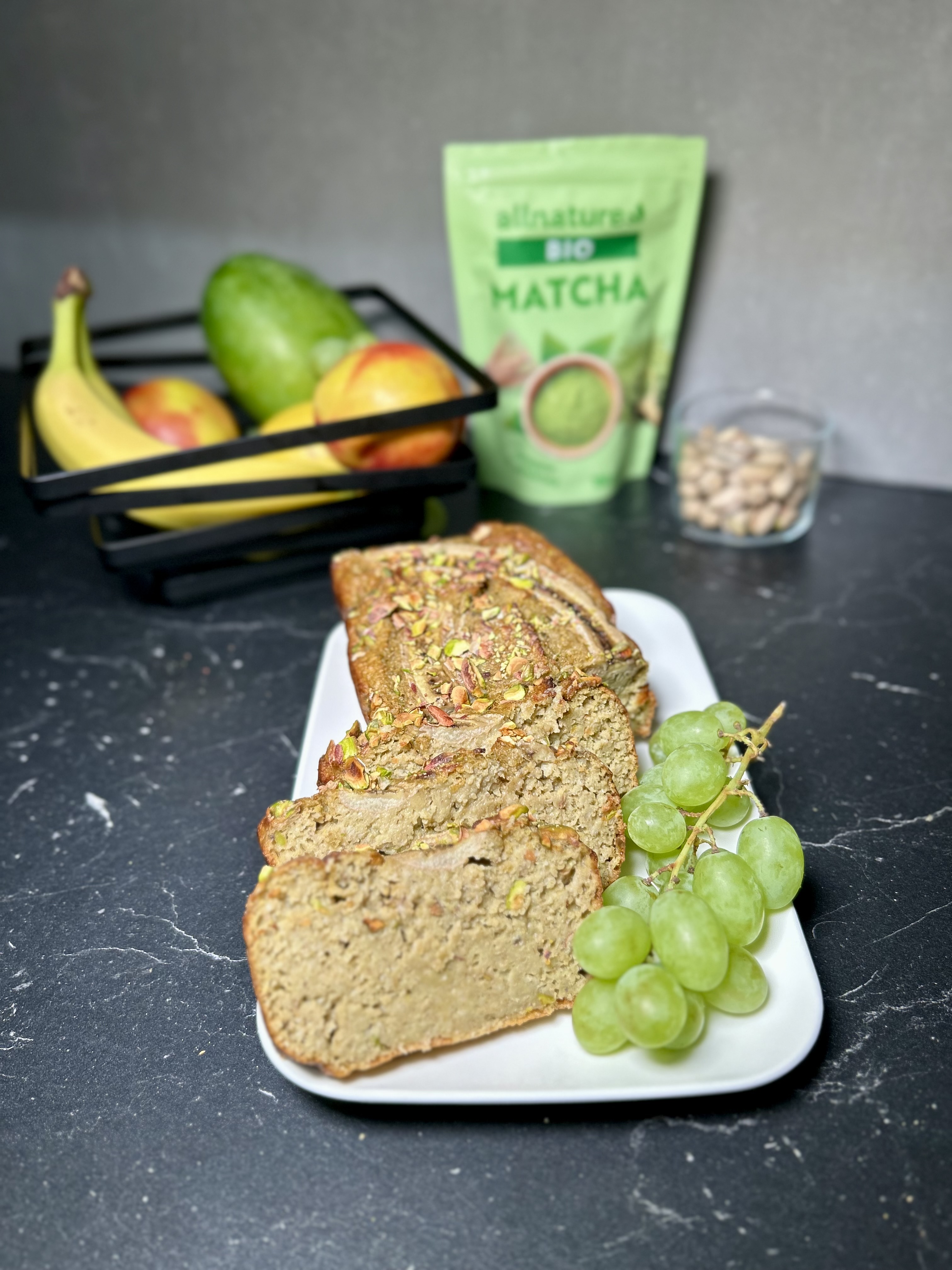 Banánový matcha chlebík