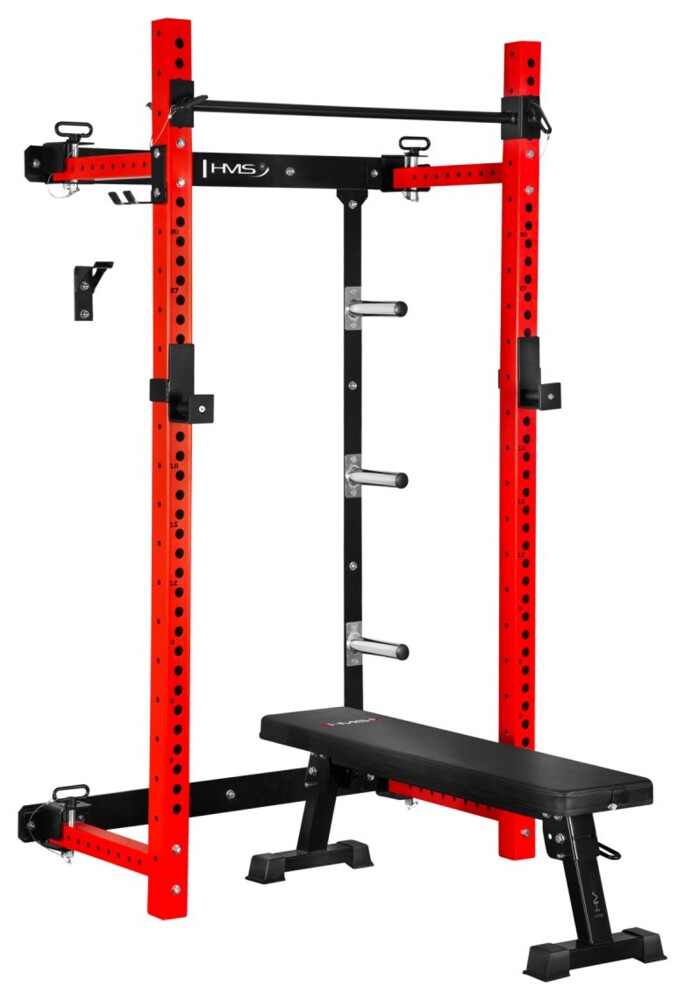 Multifunkční skládací posilovací stojan - Power Rack KLT34 červený