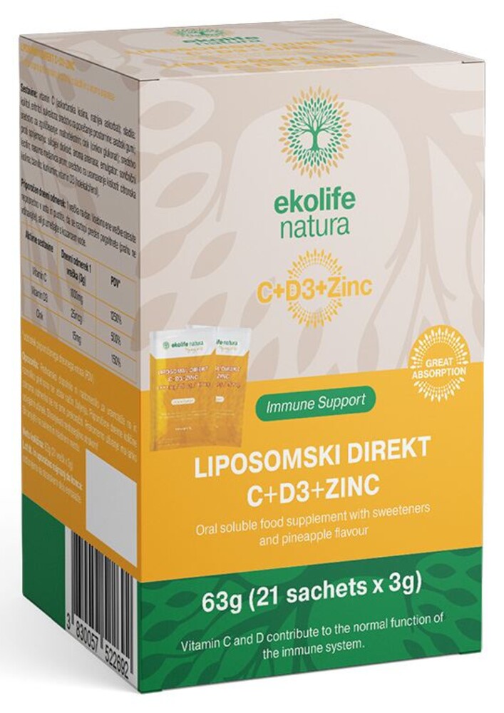 Liposomal Direkt C+D3+Zinc 21 sáčků ananas