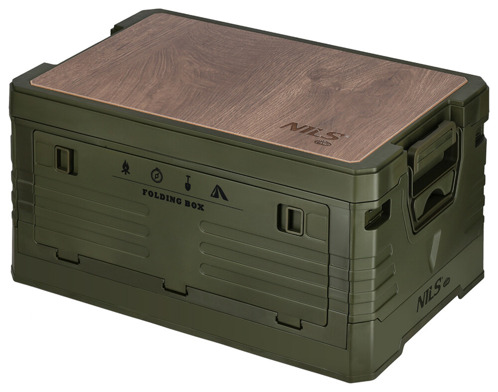 Skládací box NILS Camp NCB4002 2v1 s víkem a dřevěnou deskou 32L zelený