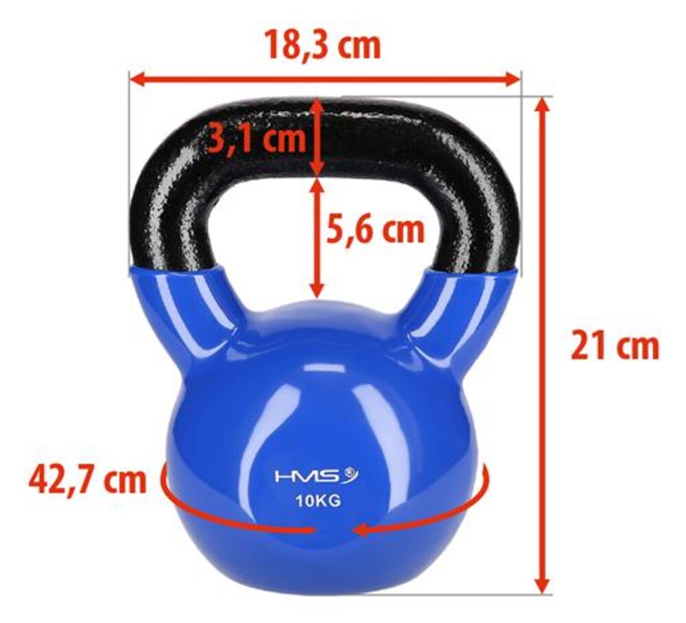 Kettlebell pokrytý vinylom KN 10 kg, modrý