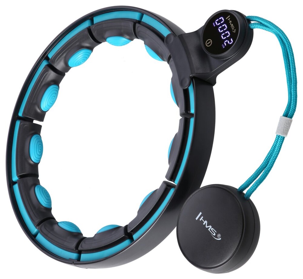 Masážní hula hoop HHM17 se závažím, magnety a počítadlem černá/mátová