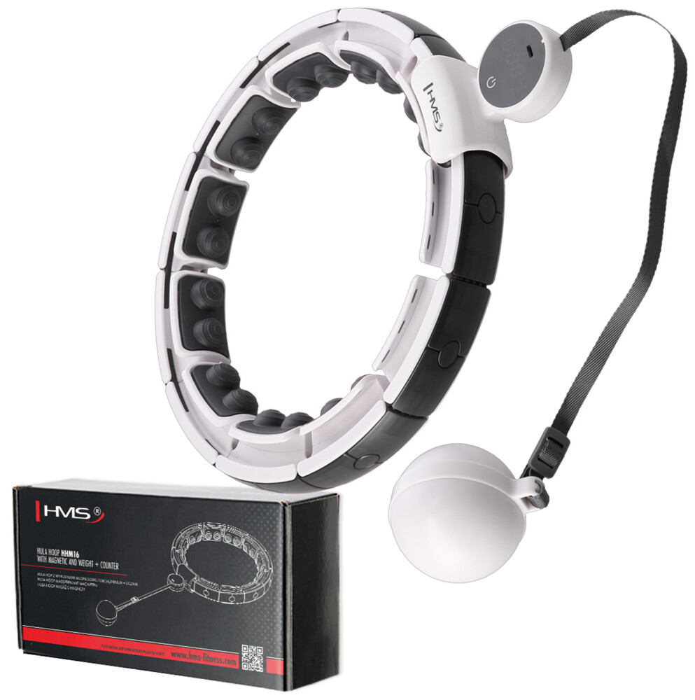 Masážní hula hoop HHM16 se závažím, magnety a počítadlem bílá