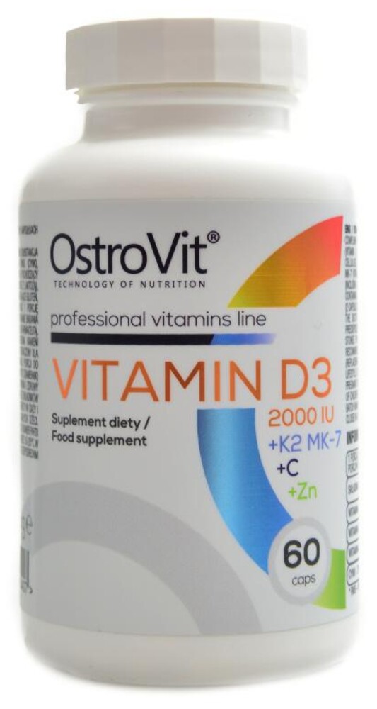 Vitamin D3 2000 IU + K2 MK-7 + vit C + Zinc 60 kapslí