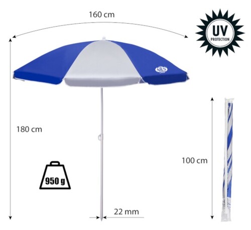 Slunečník NILS Camp NC7813 160 cm tm.modrý