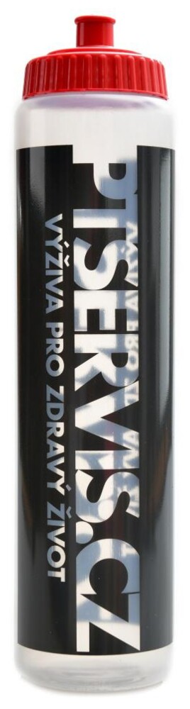 Bidon cyklo lahev 1000 ml čirá s červeným víčkem