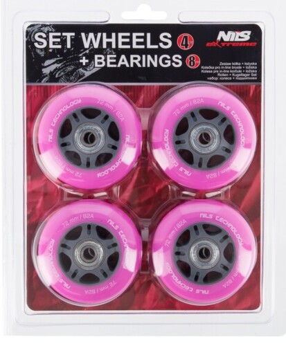 PU kolečka s ložisky 72x24mm ABEC 7 růžové