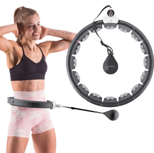Sada masážní hula hoop HHW06 se závažím a počítadlem a zeštíhlujícího pásu BR163 černá