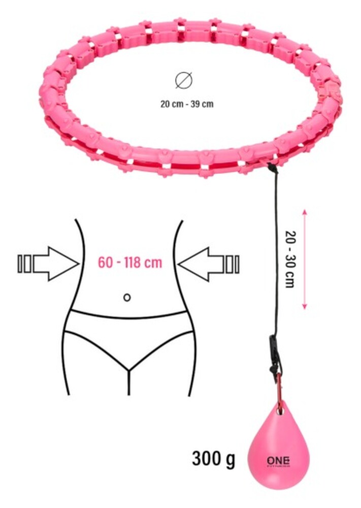 Masážní hula hoop ONE Fitness OHA02 se závažím růžová