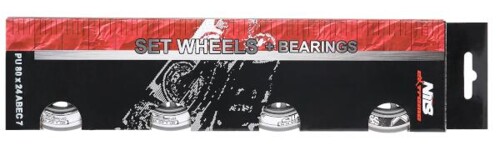 Sestava čirých PU koleček 80x24 + ložiska ABEC7 