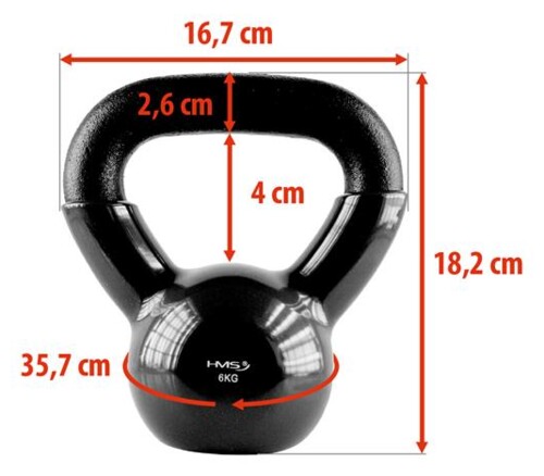 Kettlebell pokrytý vinylem KNV06 6 kg, černý