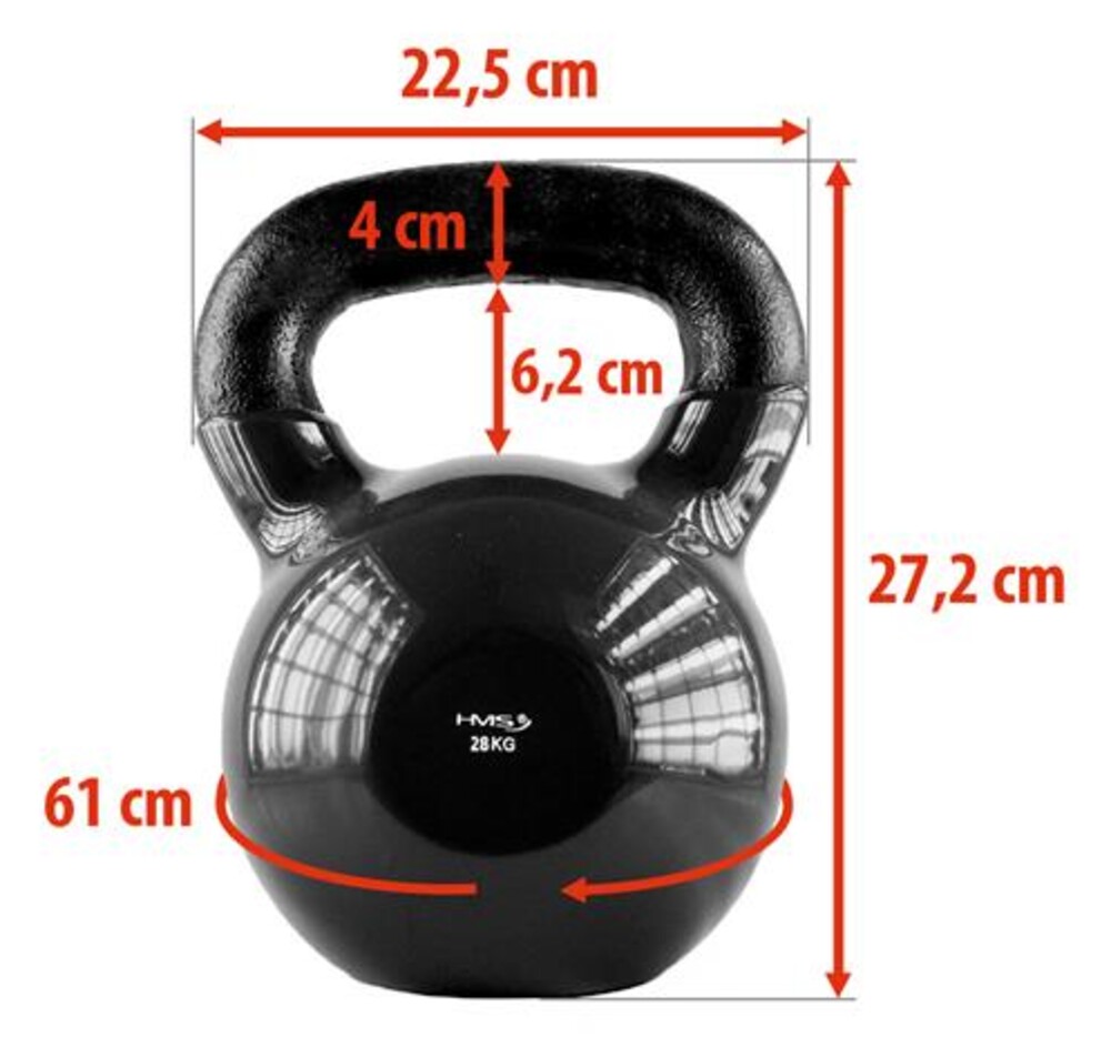 Kettlebell pokrytý vinylem KNV28 28 kg, černý