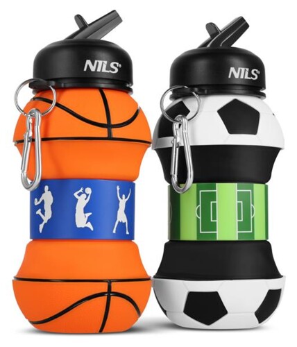 Skládací silikonová láhev NILS Camp NC4104 550ml basketbal