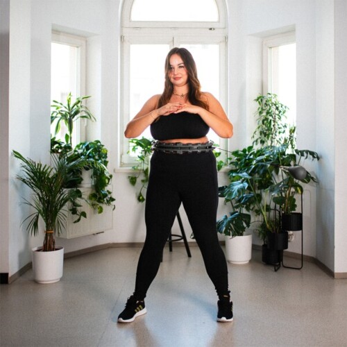 Sada masážní hula hoop HHW12 PLUS Size se závažím a zeštíhlujícího pásu BR163 černá
