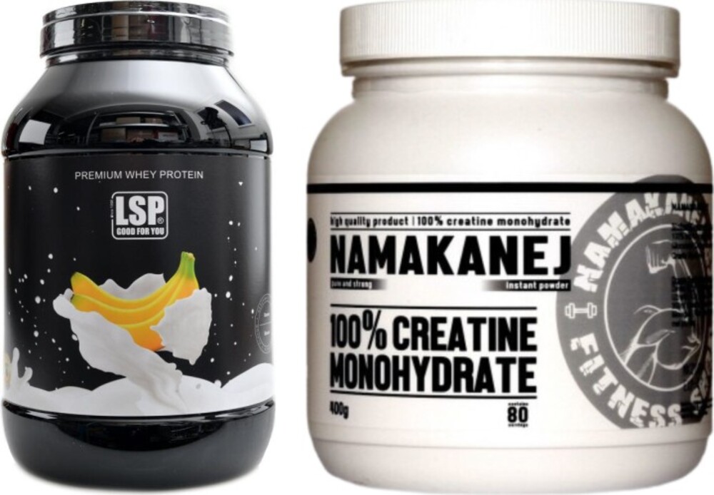 Molke whey protein fitness shake 1800g + Namakanej 100% Creatin monohydrate 400g