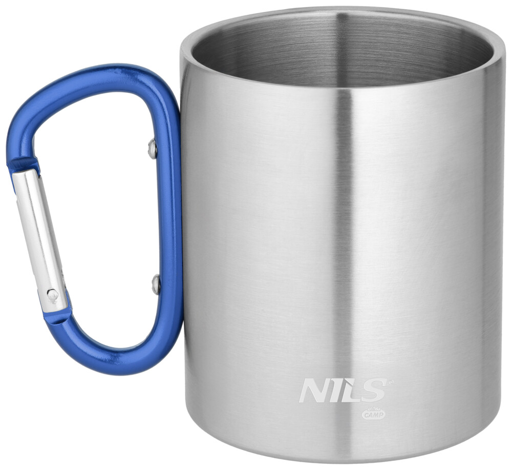 Kempingový hrnek NILS Camp NC17110 s karabinou 300ml modrý