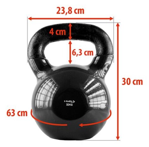 Kettlebell pokrytý vinylom KNV32 32 kg, čierny