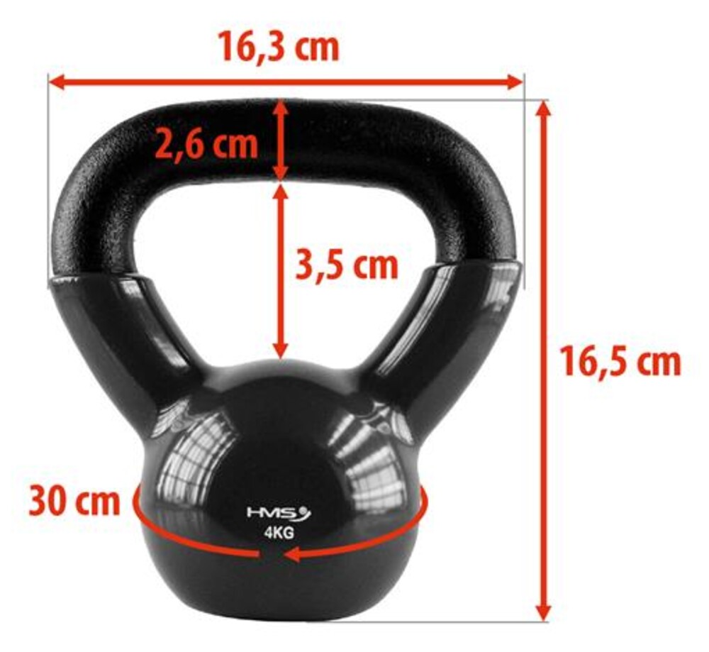 Kettlebell pokrytý vinylom KNV04 4 kg, čierny