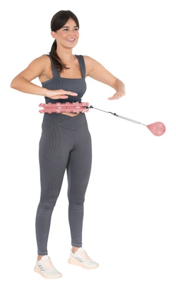 Sada masážní hula hoop HHW01 se závažím a zeštíhlujícího pásu BR163 růžová