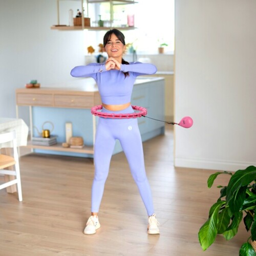 Sada masážní hula hoop ONE Fitness OHA02 se závažím a zeštíhlujícího pásu BR160 růžová
