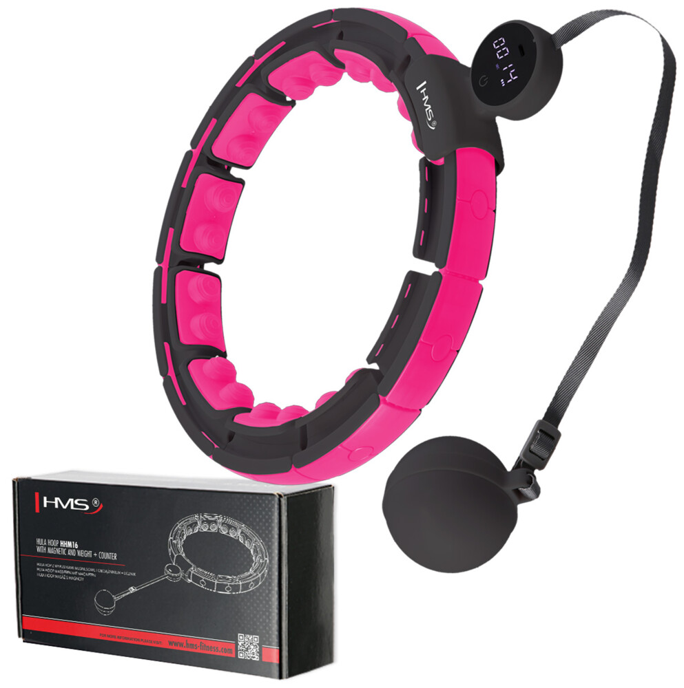 Masážní hula hoop HHM16 se závažím, magnety a počítadlem černá