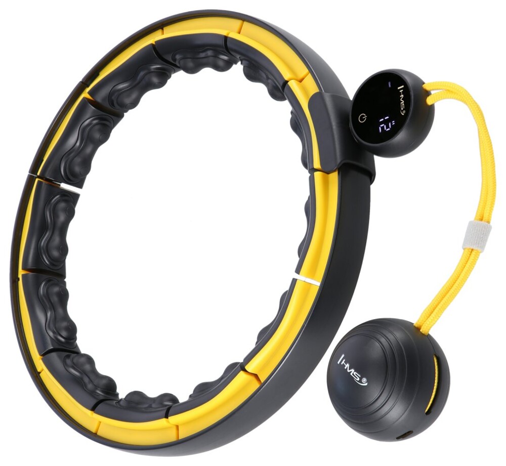 Masážní hula hoop HHM21 se závažím, magnety a počítadlem černá/žlutá