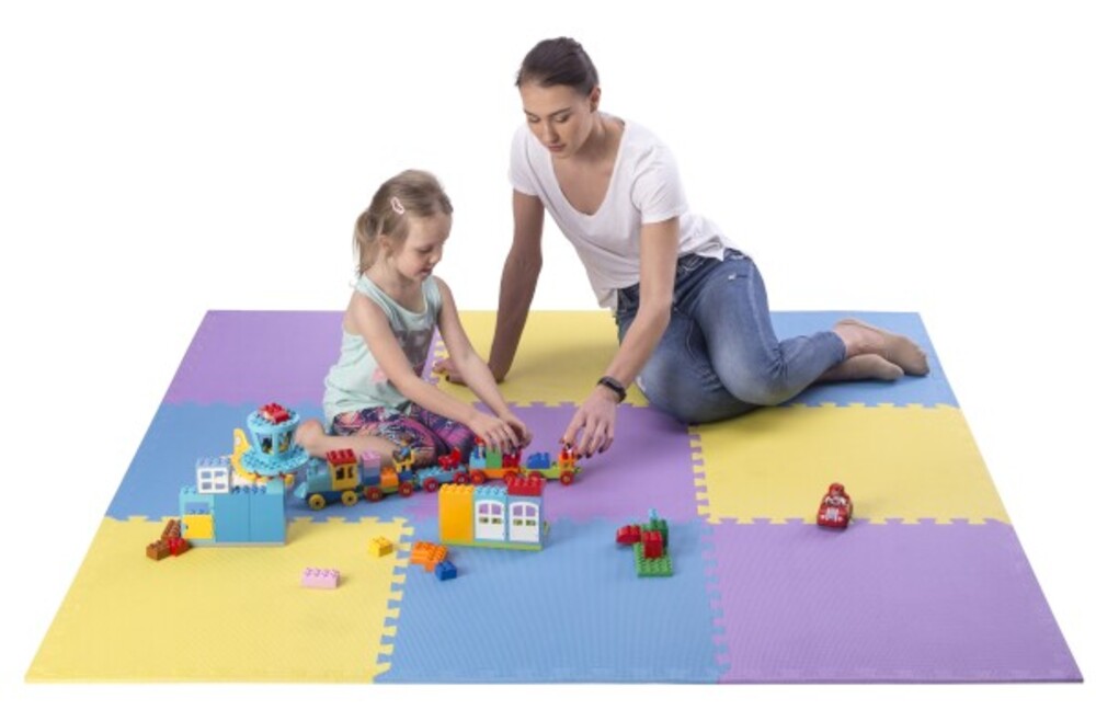 Ochranná puzzle podložka ONE Fitness MP10 žlutá-modrá-fialová
