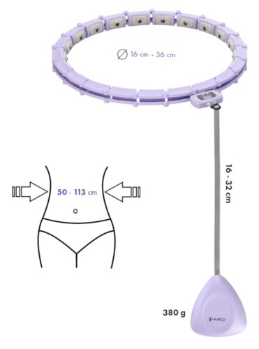 Masážní hula hoop HHM14 se závažím a počítadlem fialová
