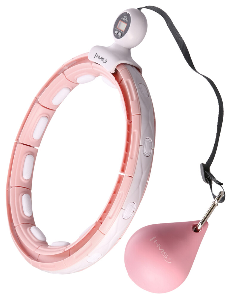 Masážní hula hoop HHM15 se závažím, magnety a počítadlem růžová