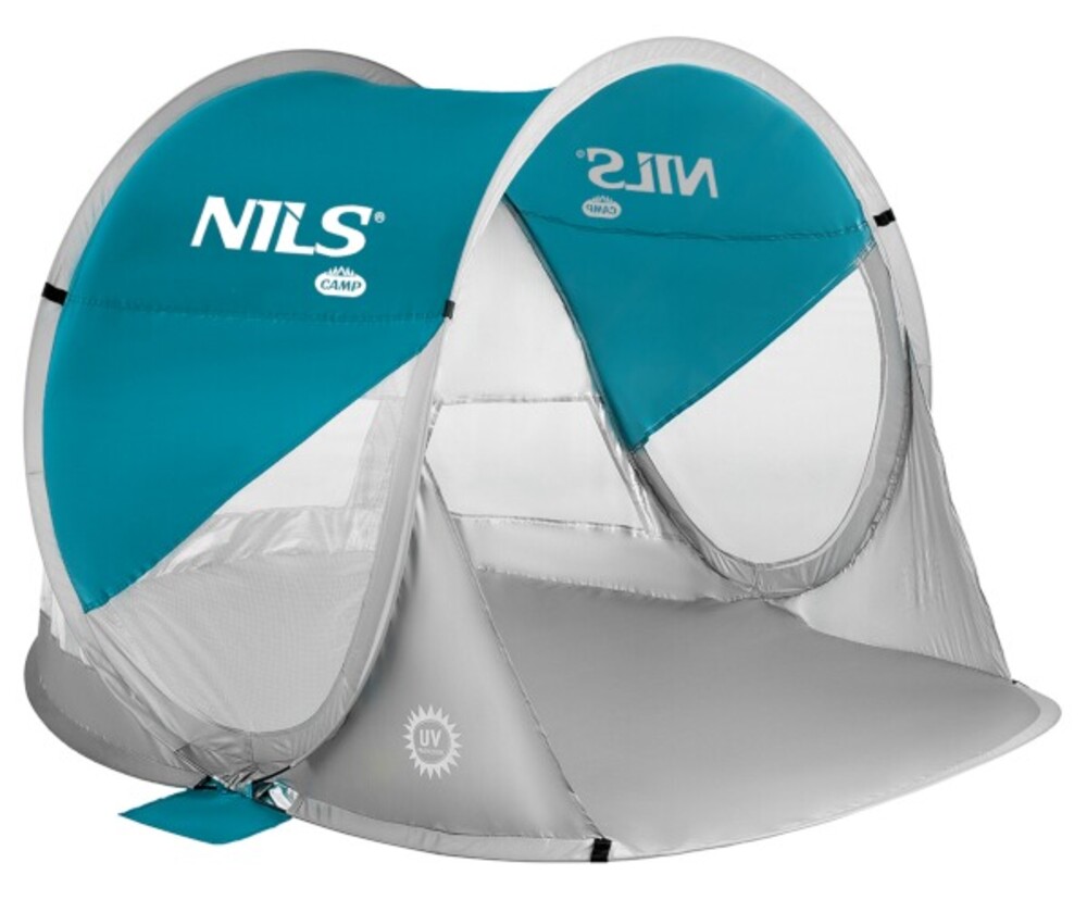 Samostatný skladací plážový stan NILS Camp NC3142 modro-zelený