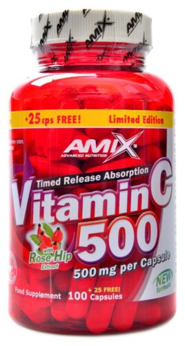 Vitamín C + rose hips 500 mg 125 kapslí