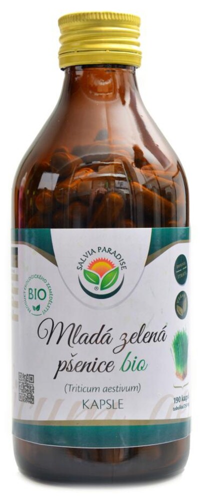 Mladá zelená pšenice 190 kapslí Triticum aestivum