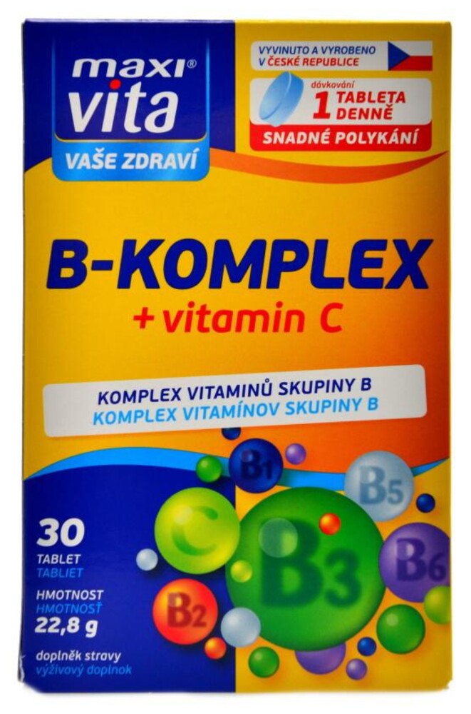 MaxiVita B komplex + vitamín C 30 tablet