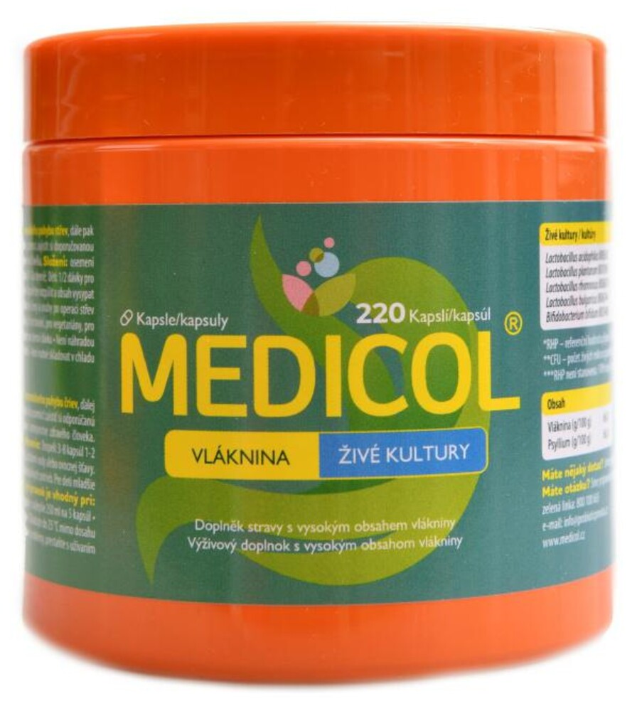 Medicol vláknina živé kultury 220 kapslí