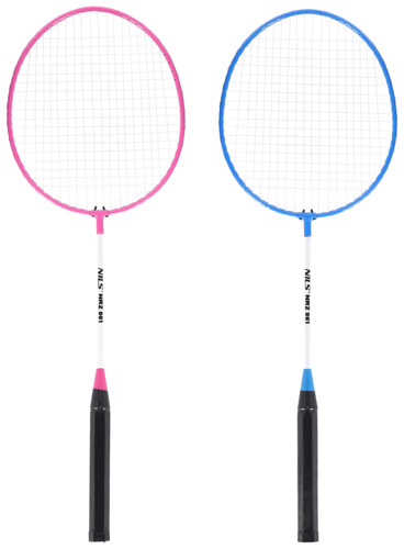 Sada 2 dadmintonových raket a nylonové letky NRZ001 růžovo-modrá