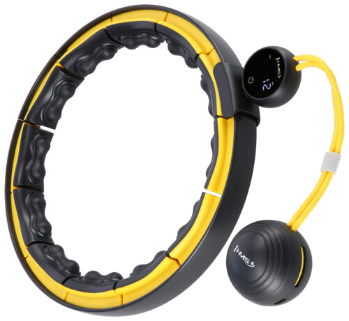 Masážní hula hoop HHM21 se závažím, magnety a počítadlem černá/žlutá