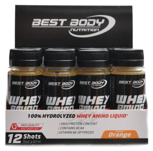 Whey amino liquid muscle shock 12 x 60ml shot pomeranč