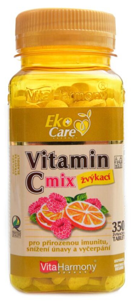 VE Vitamín C 100mg MIX pomeranč malina 350 žvýkacích tablet