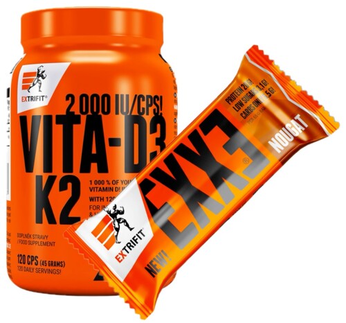 AKCE Vita-D3K2 2000 IU/CPS 120 cps + ZDARMA Exxe Bar 65 g