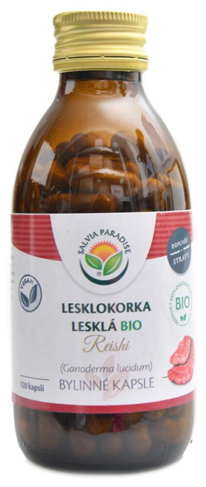 Lesklokorka lesklá reishi 120 kapslí Ganoderma lucidum