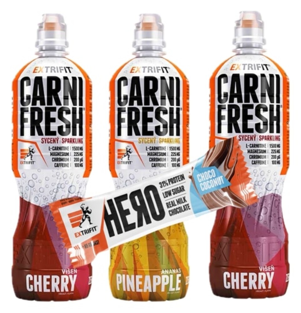AKCE 3x Carnifresh Sparkling with Caffeine 850ml + ZDARMA Hero Protein Bar 65g