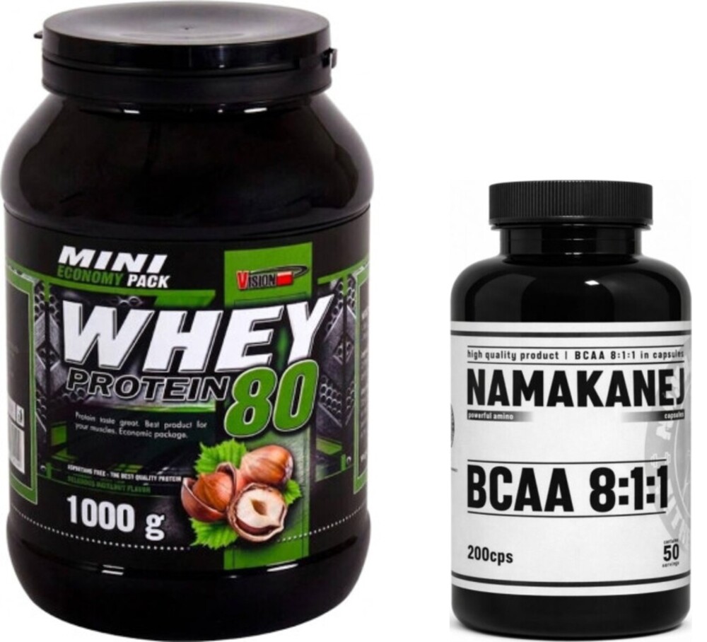 CFM whey protein 80 1000 g + Namakanej BCAA 8:1:1 200 kapslí