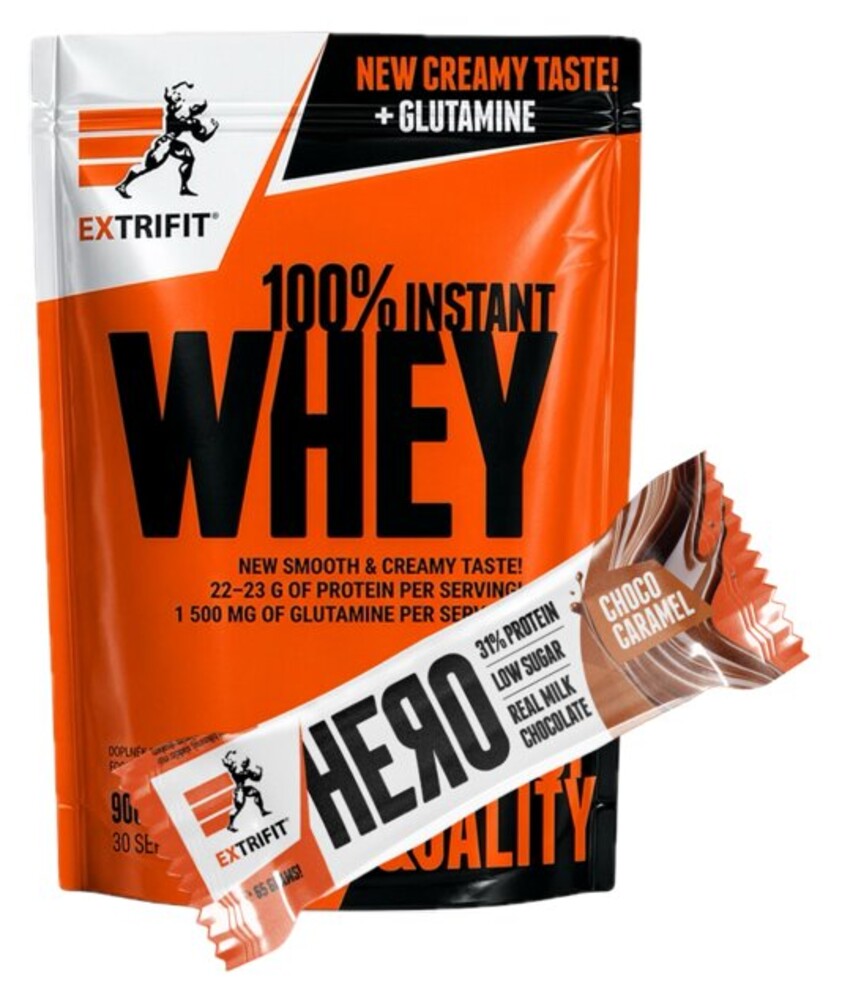 AKCE 100% Whey Protein 900 g + ZDARMA Hero Protein Bar 65 g
