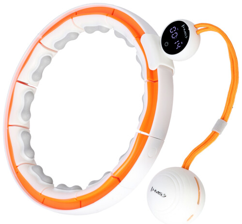 Masážní hula hoop HHM21 se závažím, magnety a počítadlem bílá/oranžová