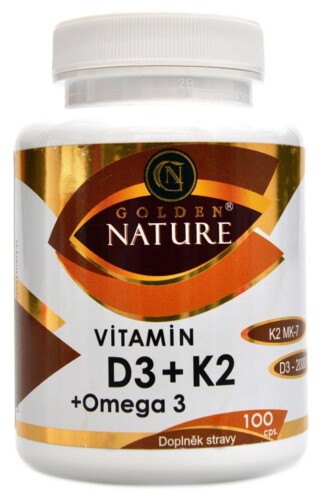 Vitamín D3 2000 IU + K2 MK7 + Omega 3 100 cps