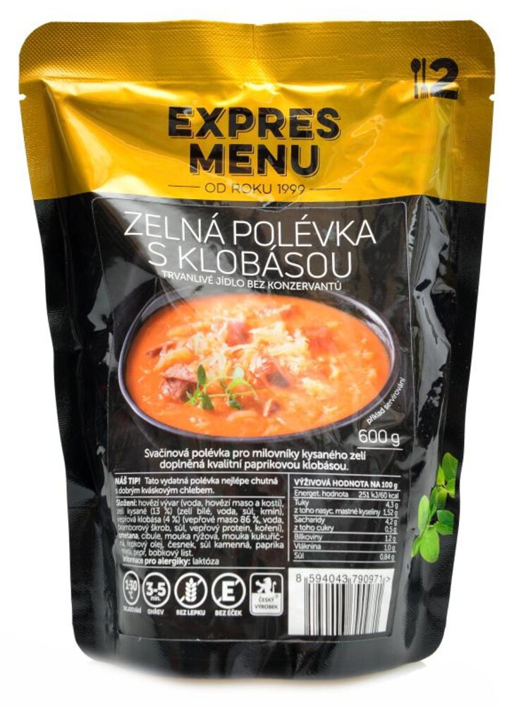 Zelná polévka s klobásou 600g