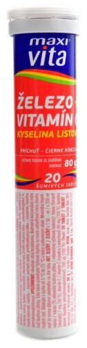 MaxiVita železo + vitamin C 20 šumivých tablet