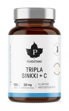 Puhdistamo Triple Zinc 25mg + Vitamin C 120 kapslí (Zinek s vitamínem C)