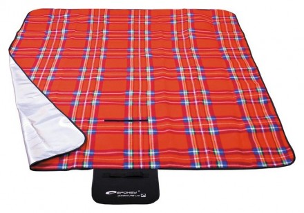 Spokey PICNIC TARTAN Pikniková deka s popruhem, 150x180 cm červené káro