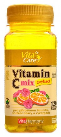 VitaHarmony Vitamín C 100mg MIX pomeranč malina 120 tbl